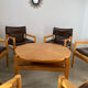 Ancienne table basse bois design années 60 Italy vintage
