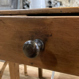 Rectangular wooden farmhouse table or rustic desk with antique drawer