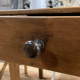 Rectangular wooden farmhouse table or rustic desk with antique drawer