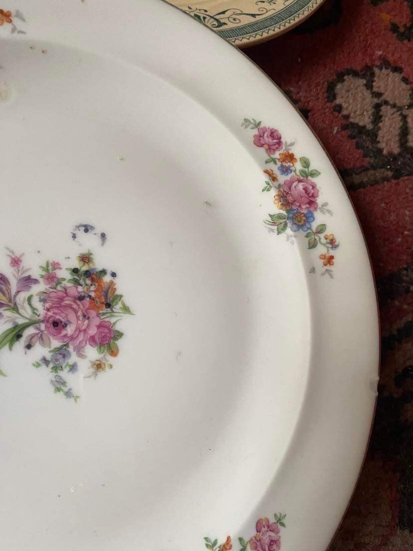 6 flat plates old floral assorted