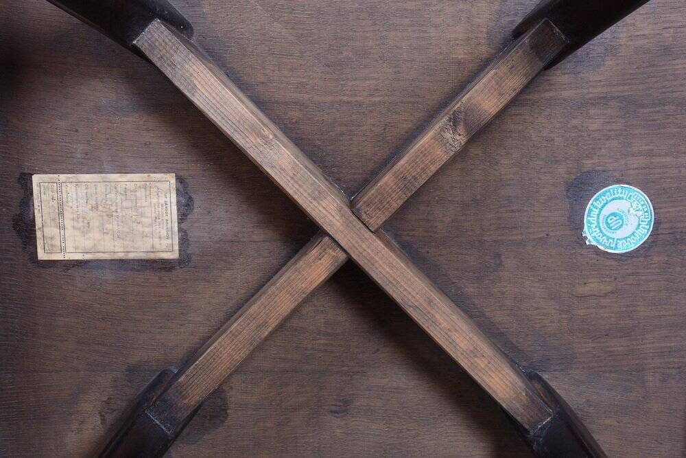 Art Deco Spider Table in Oak by J. Halabala for Up Závody, 1940s