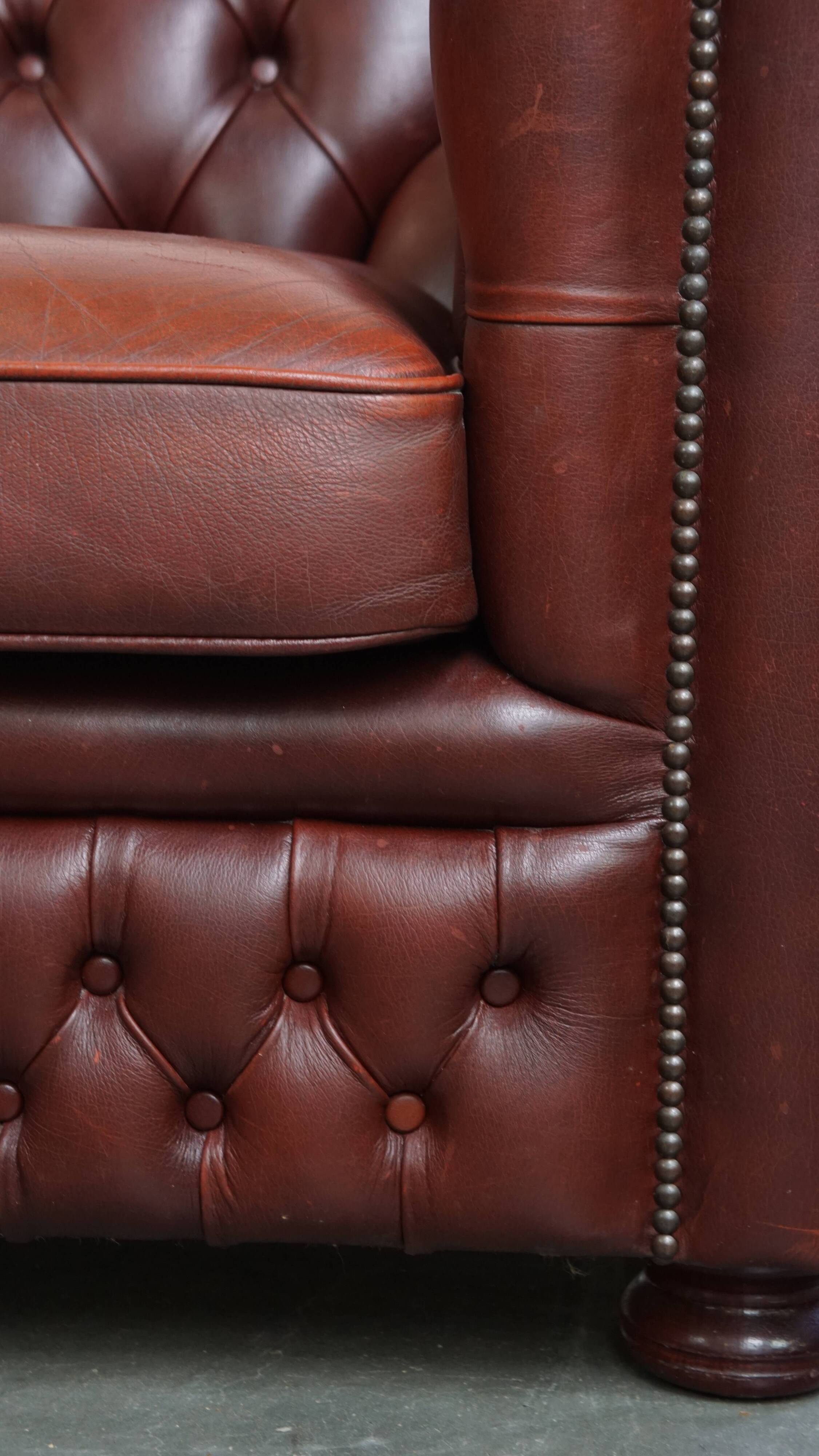 English Cowhide Leather Chesterfield Armchair