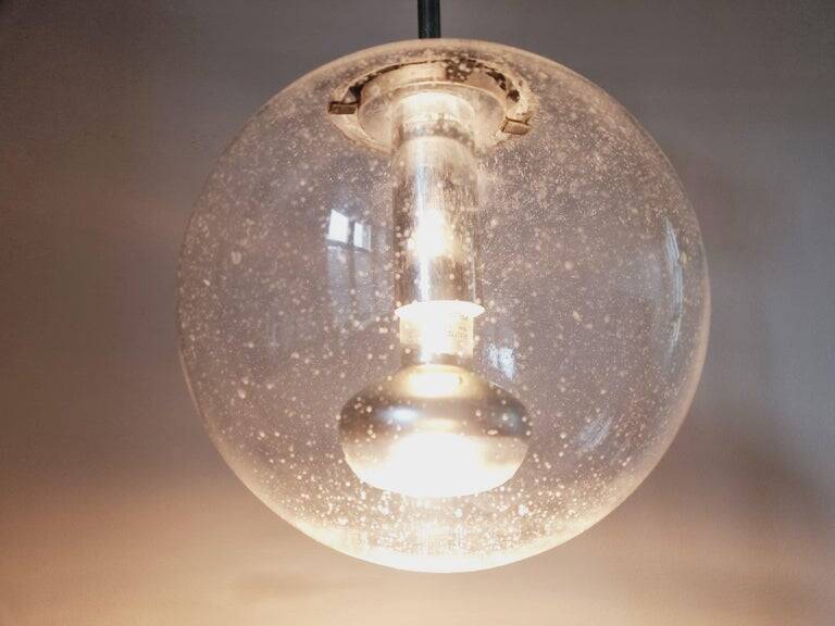 Midcentury Bubble Glass Globe Pendant by Glashütte Limburg, Germany, 1970s