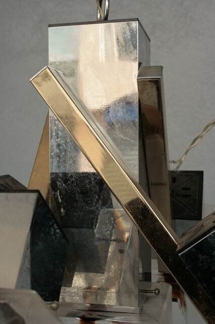 Chandelier 1970 design glass and stainless steel