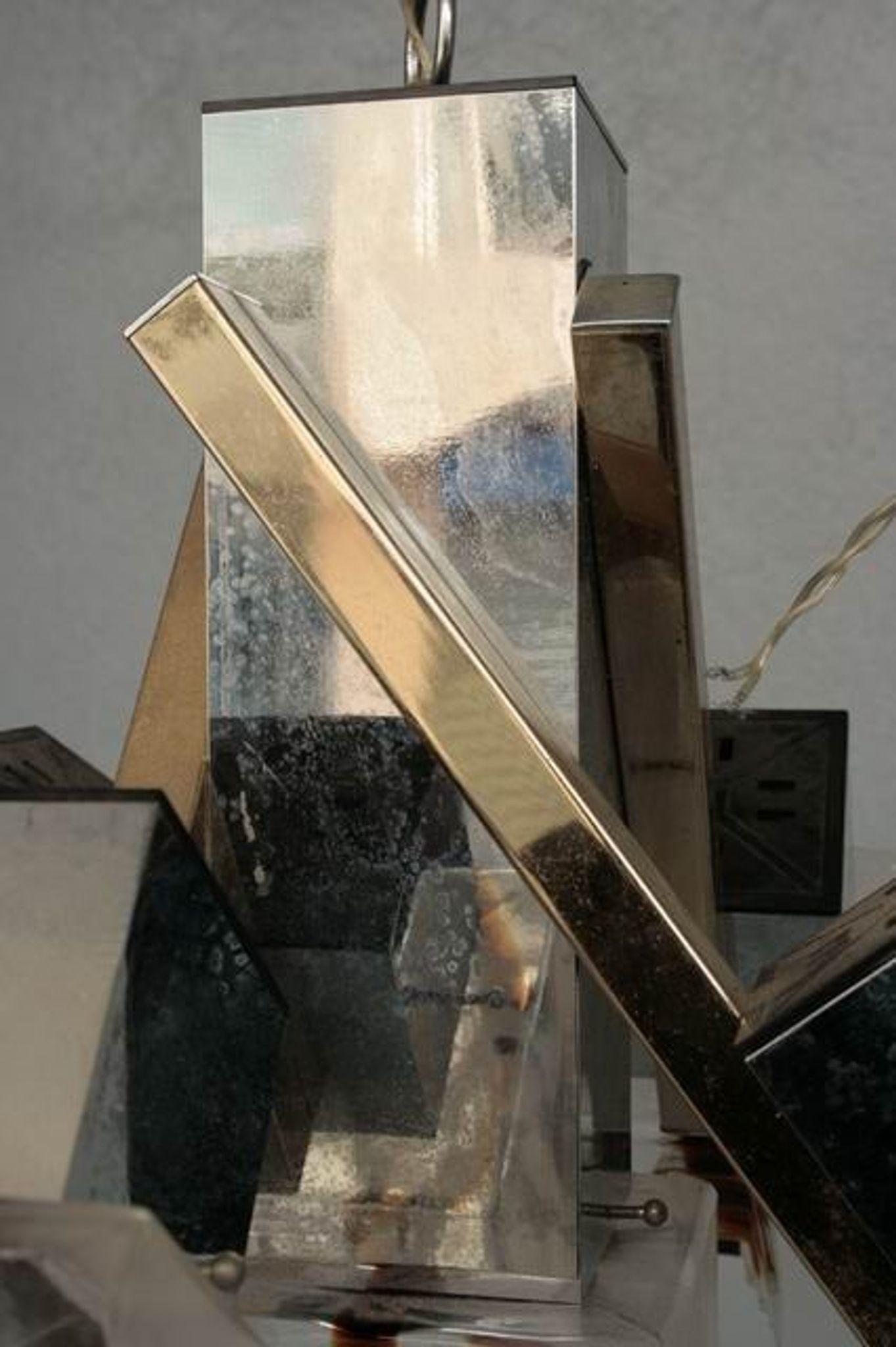 Chandelier 1970 design glass and stainless steel