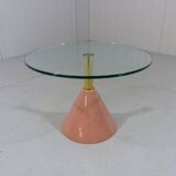 Italian Memphis style pink natural stone & glass side table 1980’s