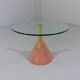 Italian Memphis style pink natural stone & glass side table 1980’s