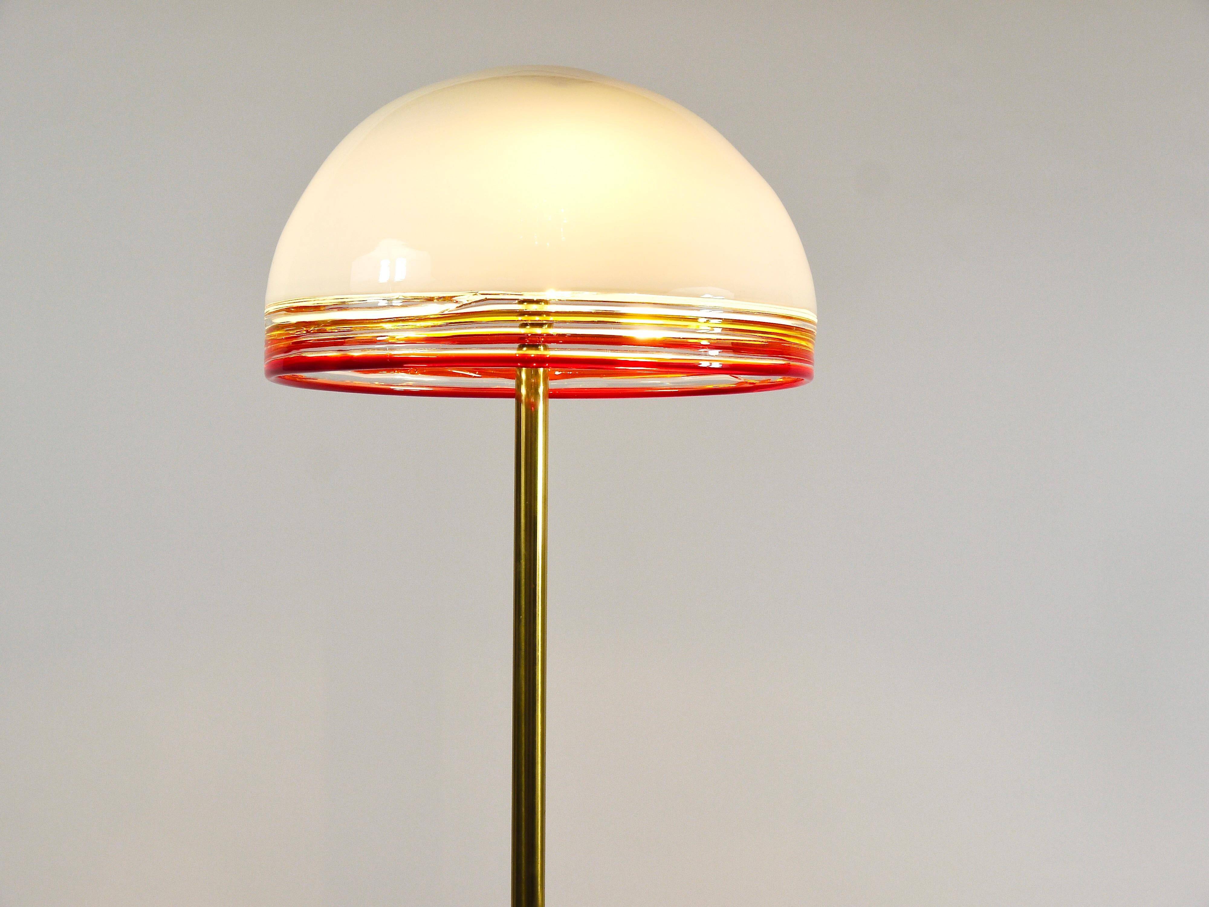 Lampe sur pied Roberto Pamio Febo en marbre, laiton et verre de Murano par Leucos Italie