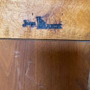 Secretary with drop-down front, signed Jean Laick, master cabinetmaker, cherry wood.