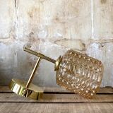 Brass and striated glass wall lamp