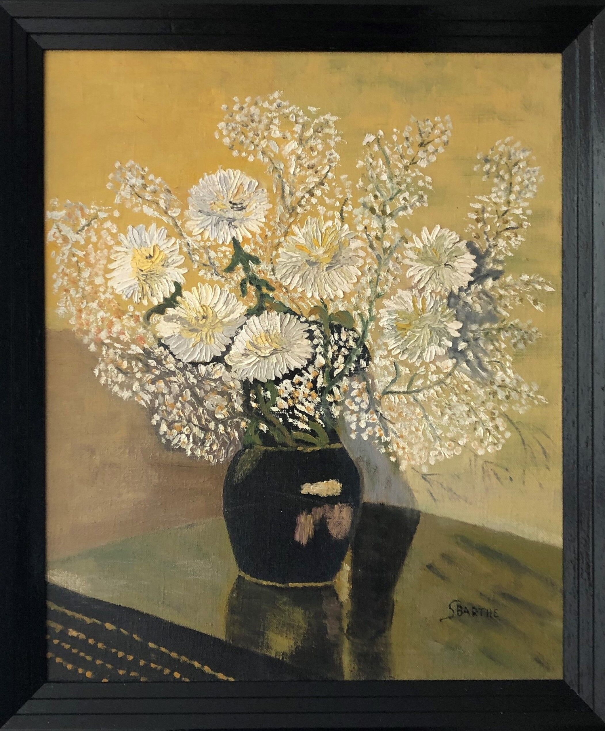 Painting oil painting on canvas signed representing a bouquet of flowers, still life.
