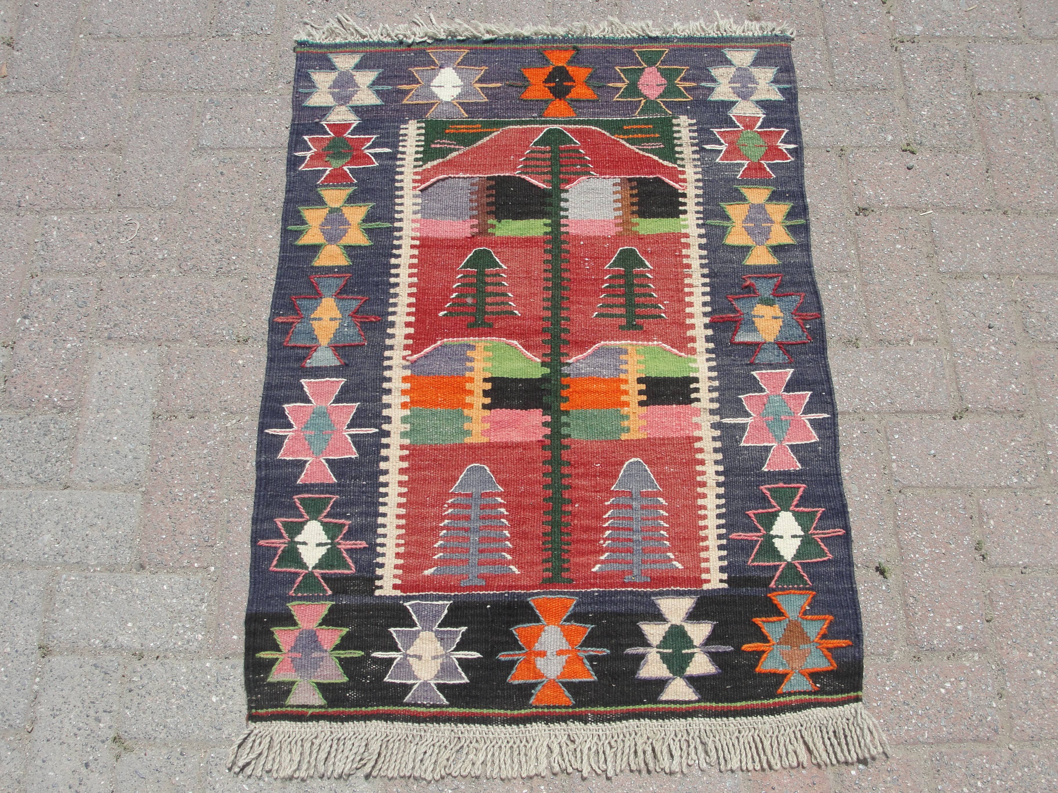 Handmade small kilim rug