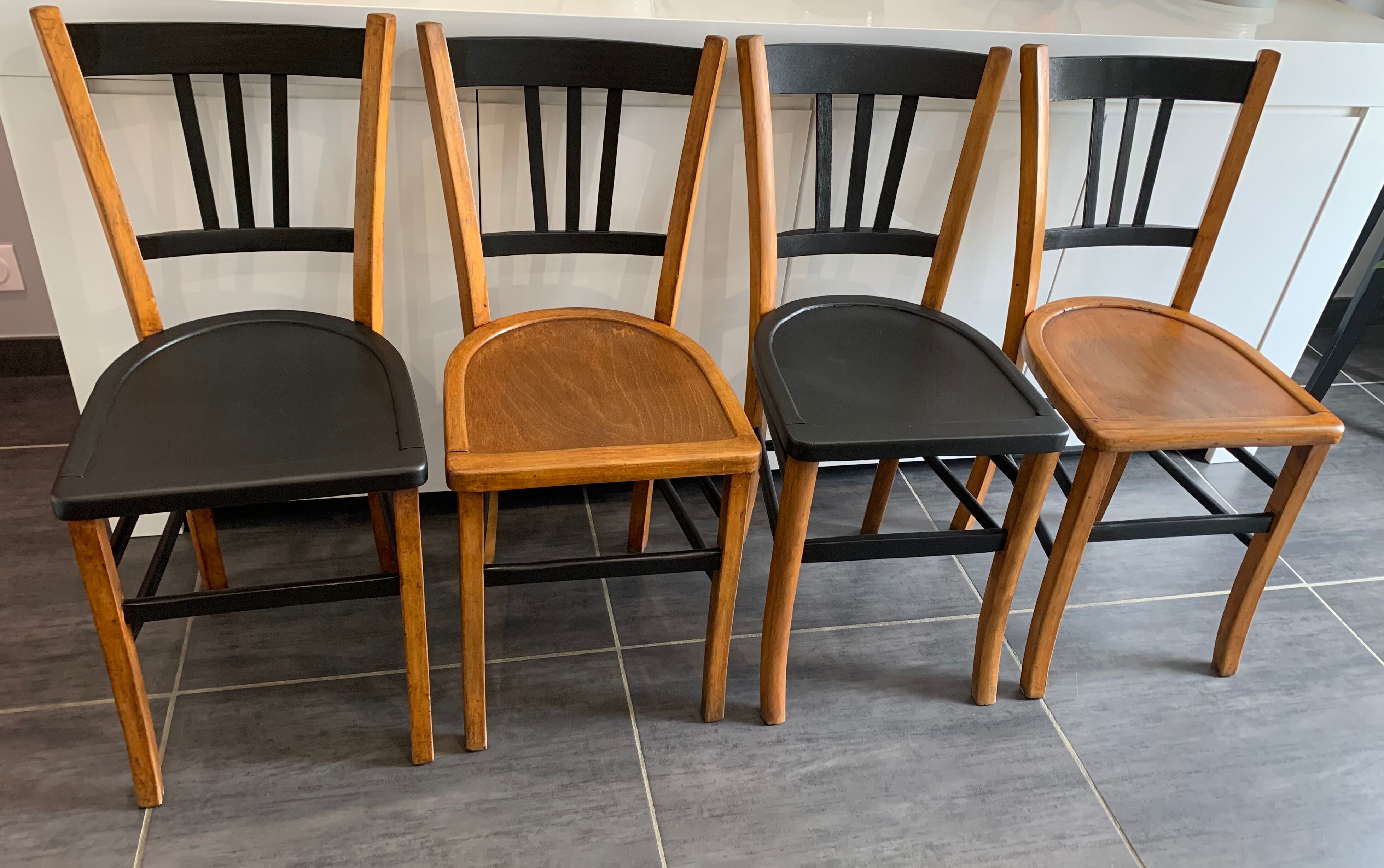 Series of 4 bistro chairs "Luterma" vintage 1960s