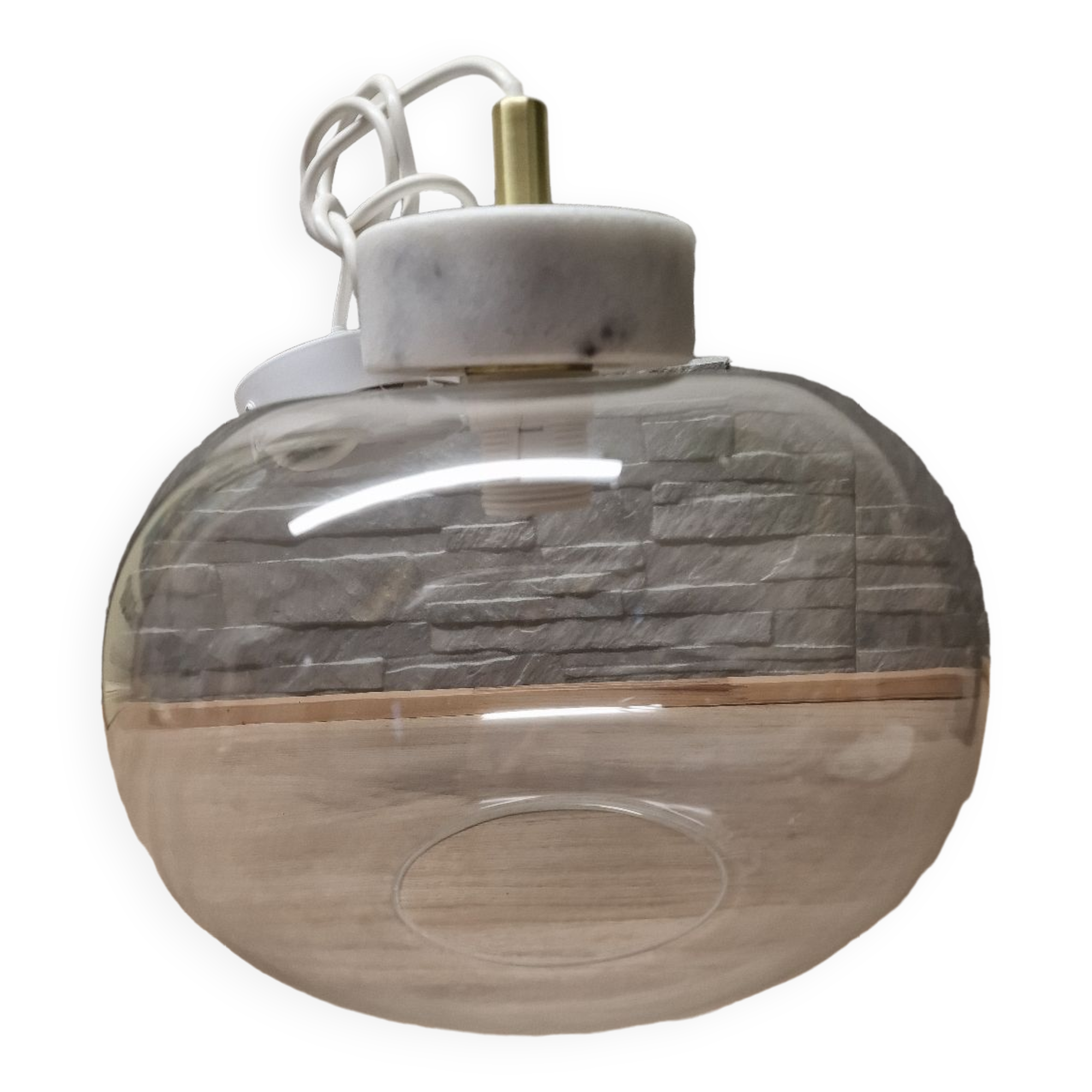 Glass globe pendant light with marble
