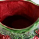 Large Vintage Italian Majolica Ceramic Strawberry-Shaped Pitcher or Jug