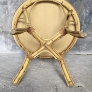 Table à manger ronde en rotin plateau formica - vintage 1960