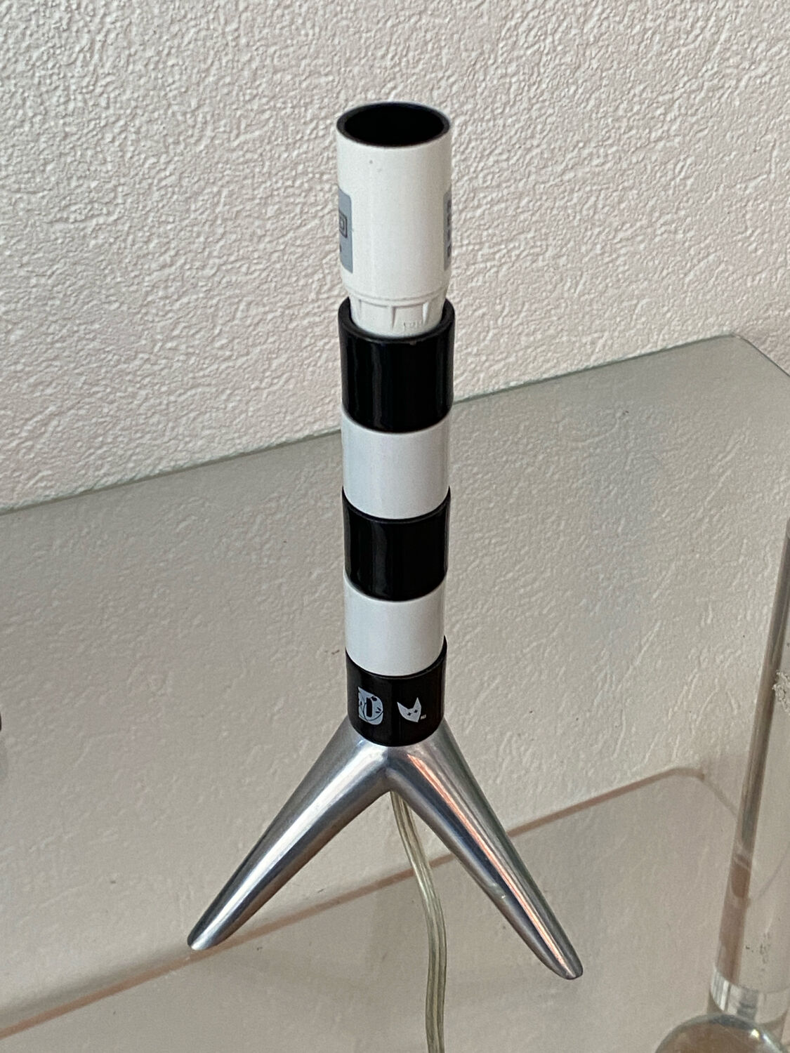 Lamp base, rocket shape, Deshoulières porcelain