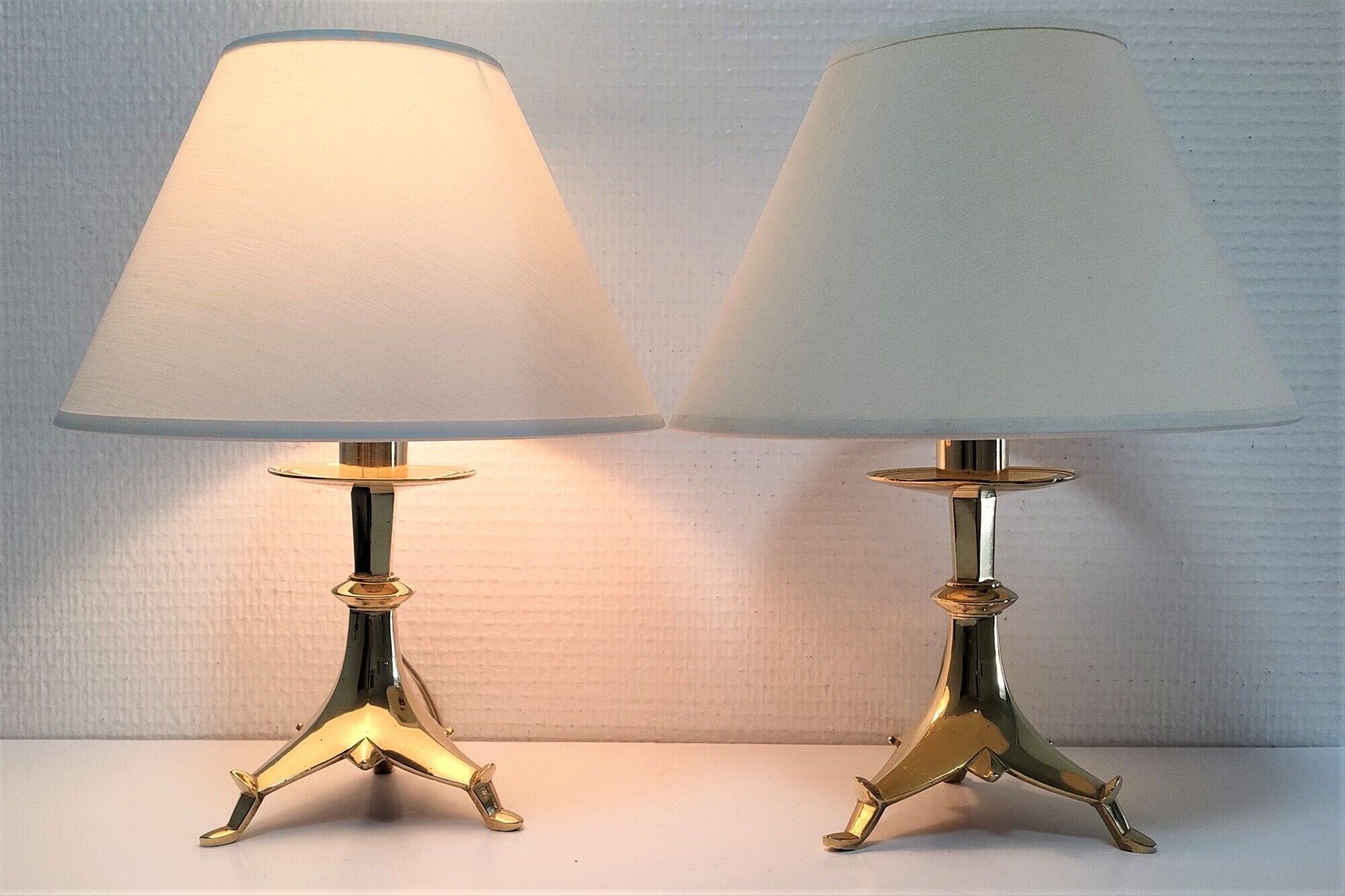 Pair of tripod lamps gilded bronze fondeur Poussielgue-Rusand