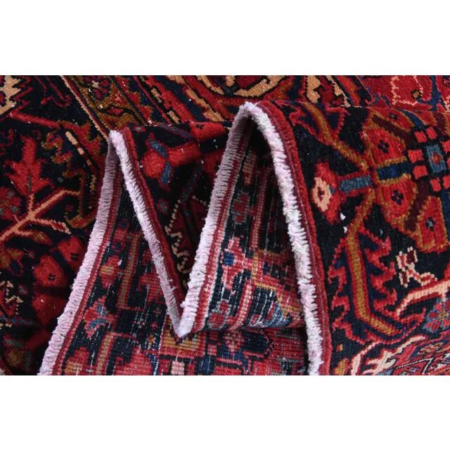 1960s Vintage Persian Handmade Wool Cotton Red Area Rug  242x339