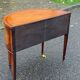 Commode console demi lune vintage bois et marqueterie Louis XVI