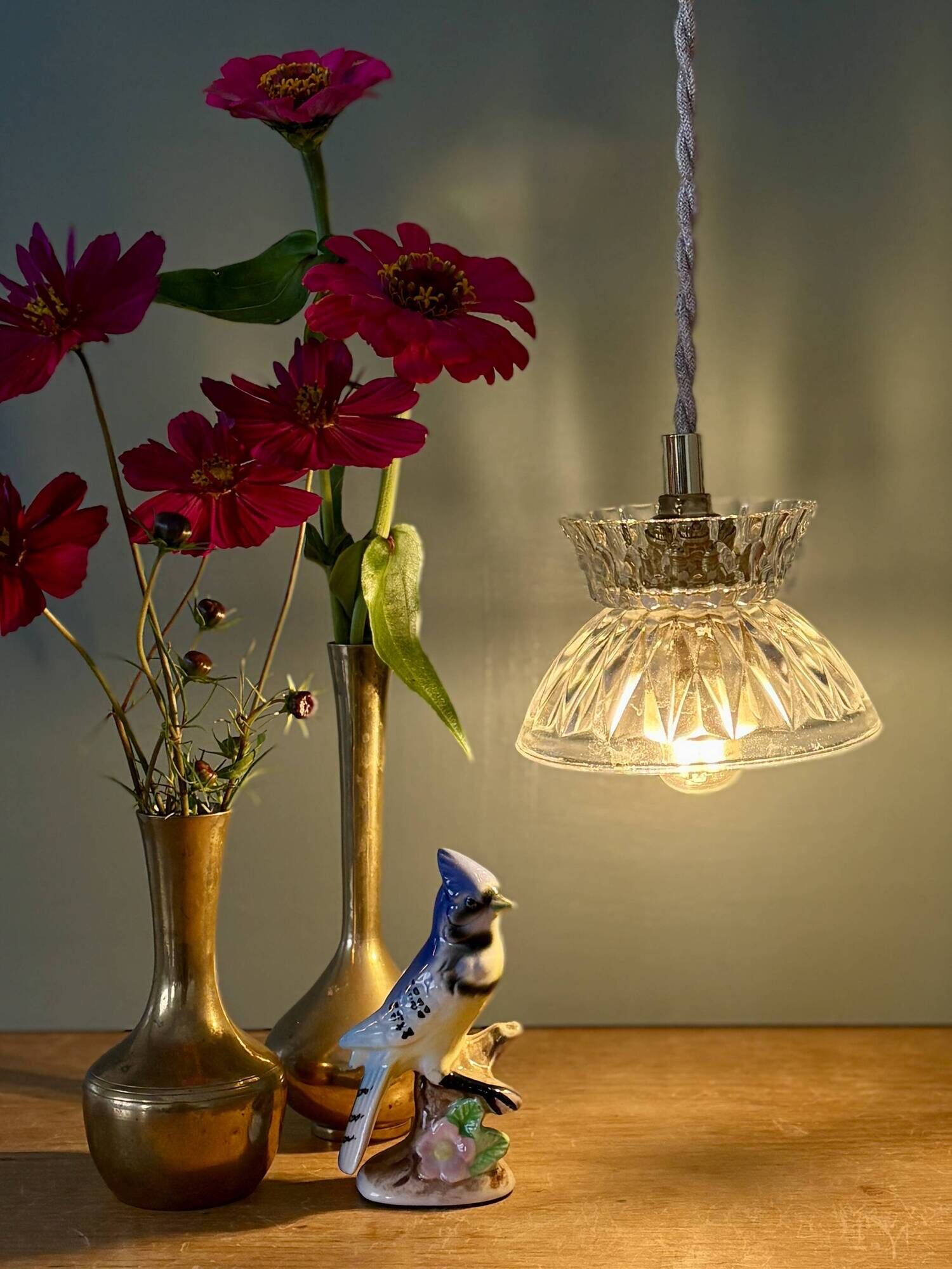 Vintage glass pendant light - tableware collection (UD1)