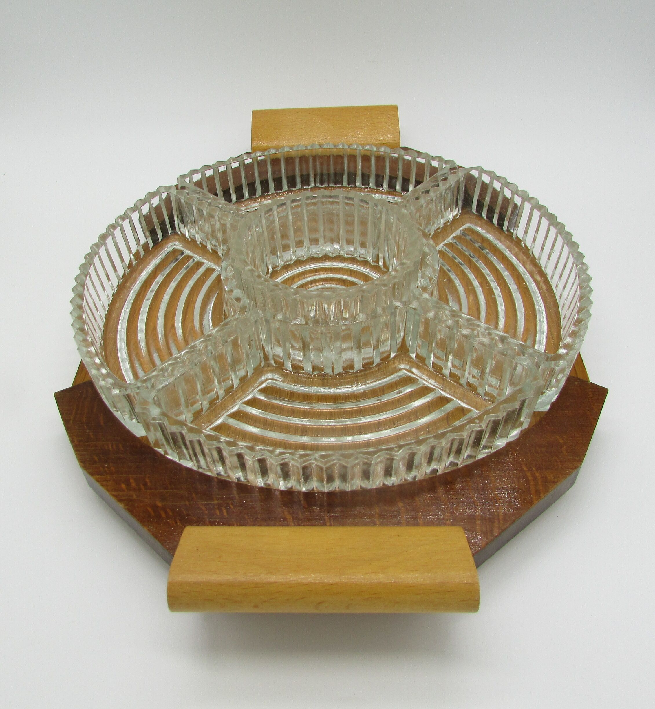 Serving tray 5 glass compartments
