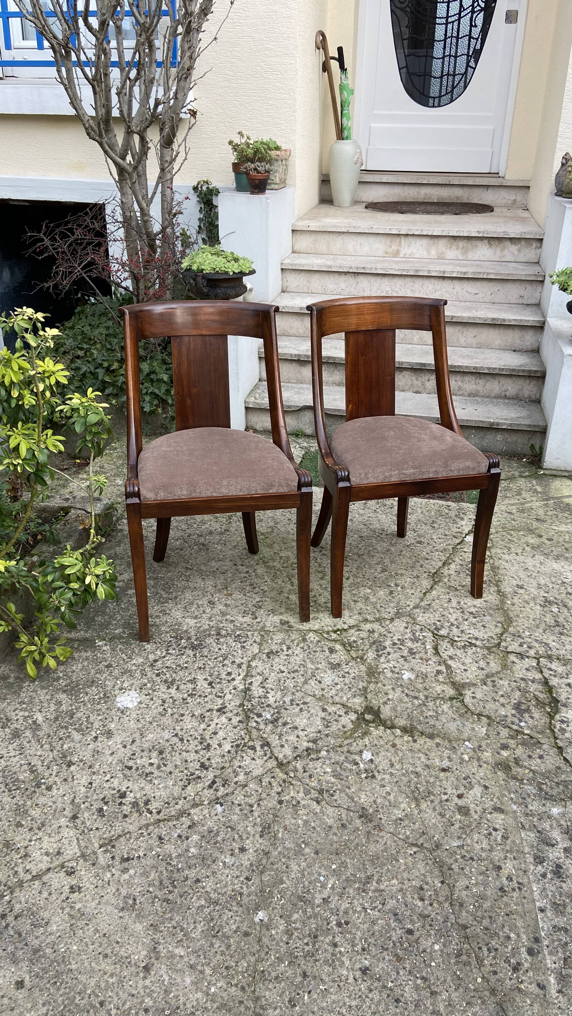 Pair of Empire style gondola chairs