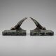 Art Deco bookends – Patinated swallow design in spelter - Green marble