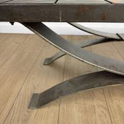 Ferlor International coffee table in brushed steel and ceramic from the 1970s.