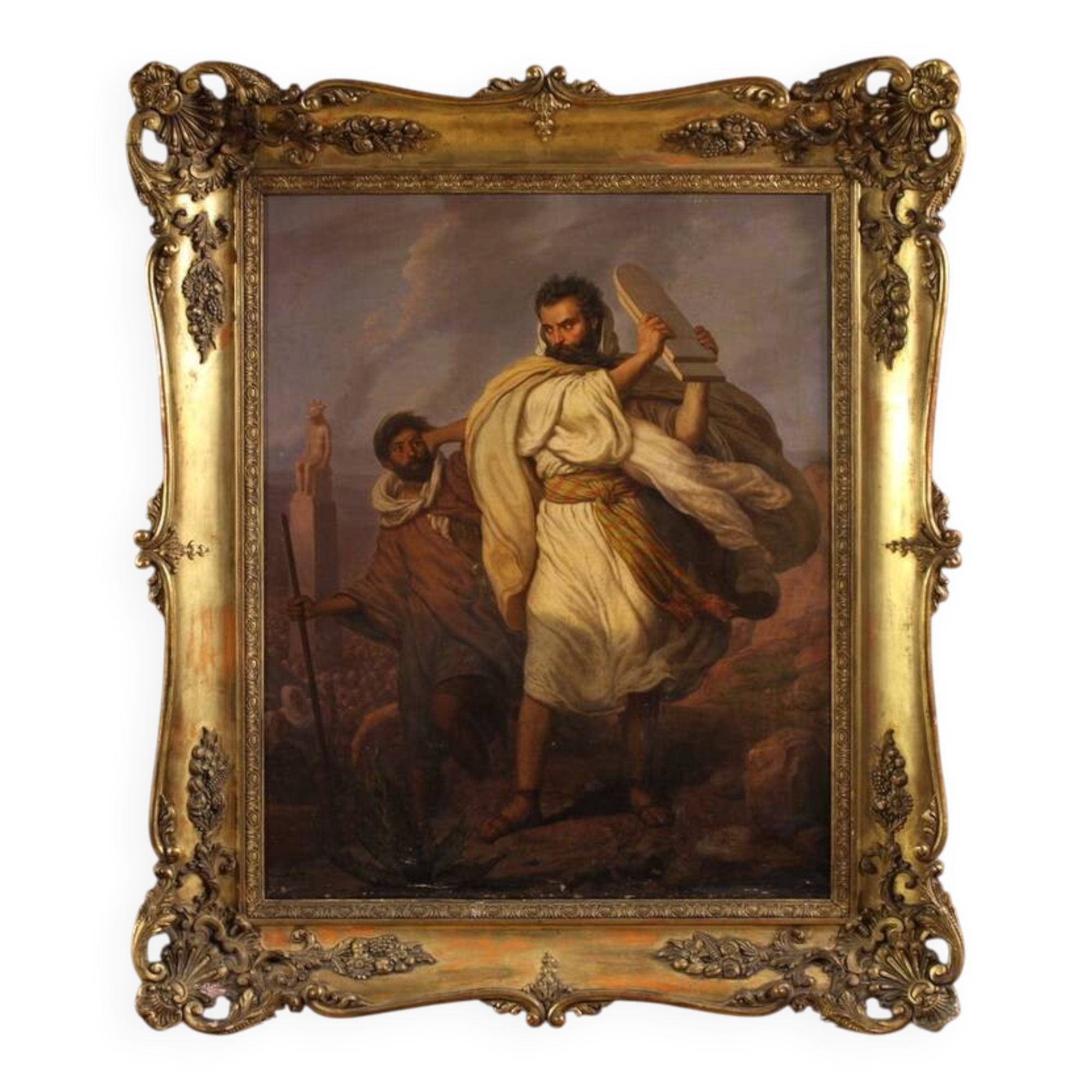 Italian painting signed by Focosi and dated 1852, *Moses Breaking the Table