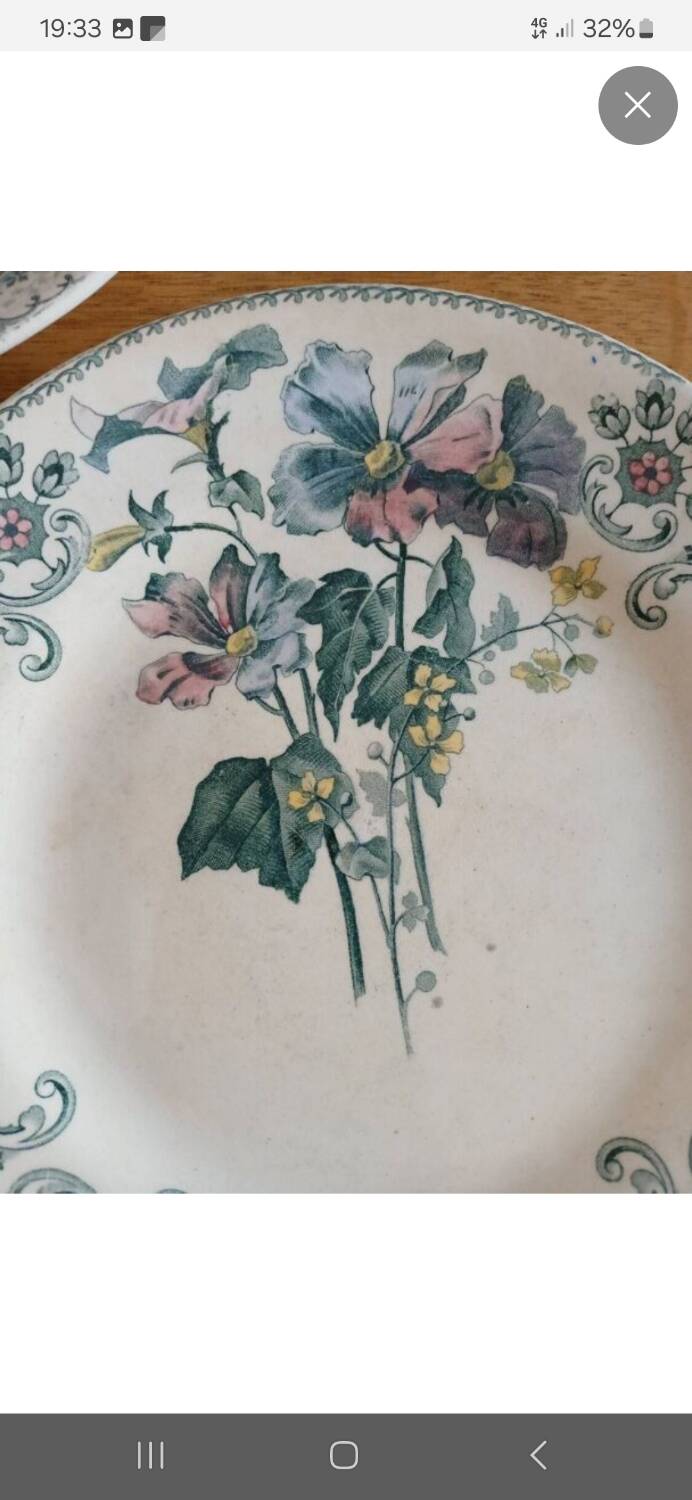 7 old flat plates Terre de fer