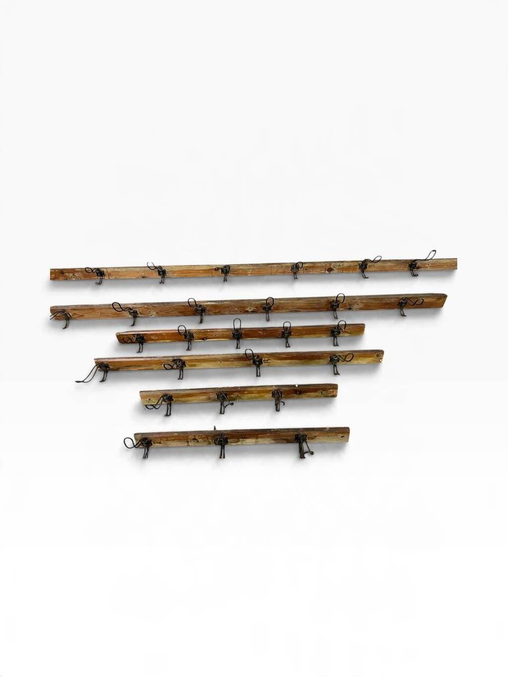 Vintage industrial wooden wall coat rack / wall coat rack