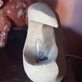 Sculpted stone lamp from the 1970s, signed.