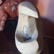 Sculpted stone lamp from the 1970s, signed.