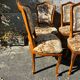 8 cherry wood chairs in Louis XV style with velvet upholstery.