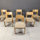 Lot de 6 chaises de salle à manger brutalistes en chêne - années 1970