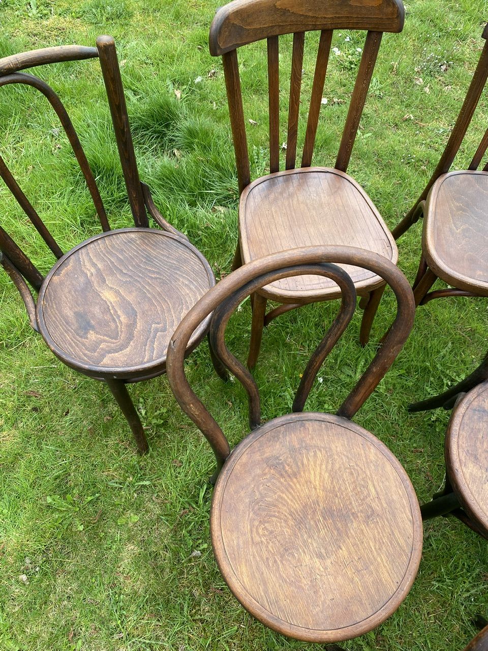 Set of 8 mismatched bistro chairs