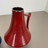 Set of two pottery fat lava vases "black-red" by Jopeko, Germany, 1970s modern