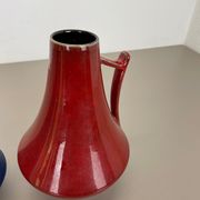Set of two pottery fat lava vases "black-red" by Jopeko, Germany, 1970s modern