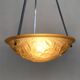 Old chandelier, suspension basin art deco 1 fire, in yellow glass paste