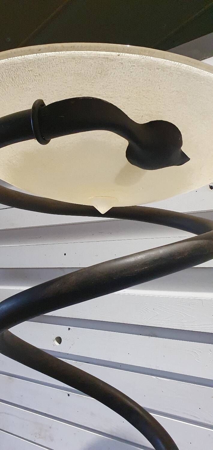 Lampadaire vintage serpent métal pied travertin avec verre de Murano