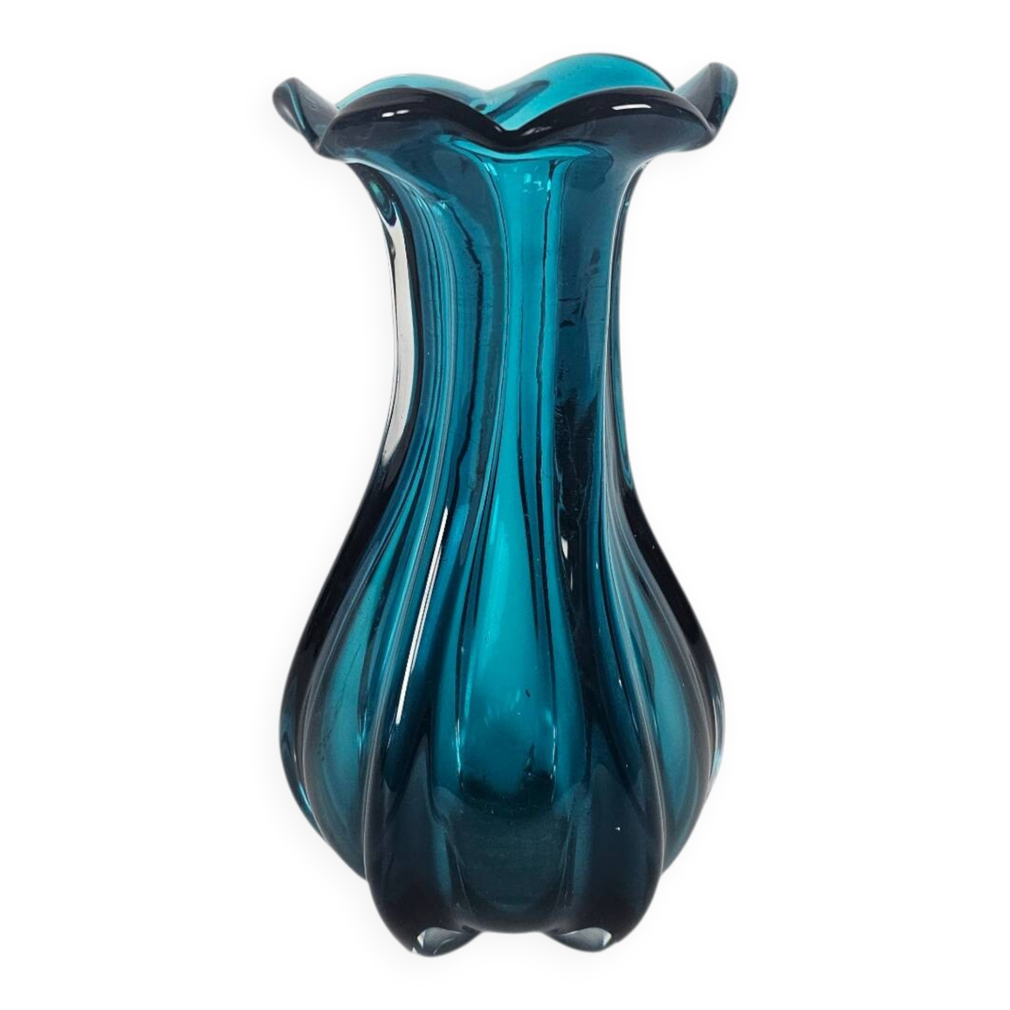 Murano - vase - aqua blue - Italy - 3rd quarter of the 20th century