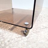 Vintage Plexiglas side table with wheels 1970