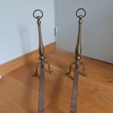 Brass or bronze andirons