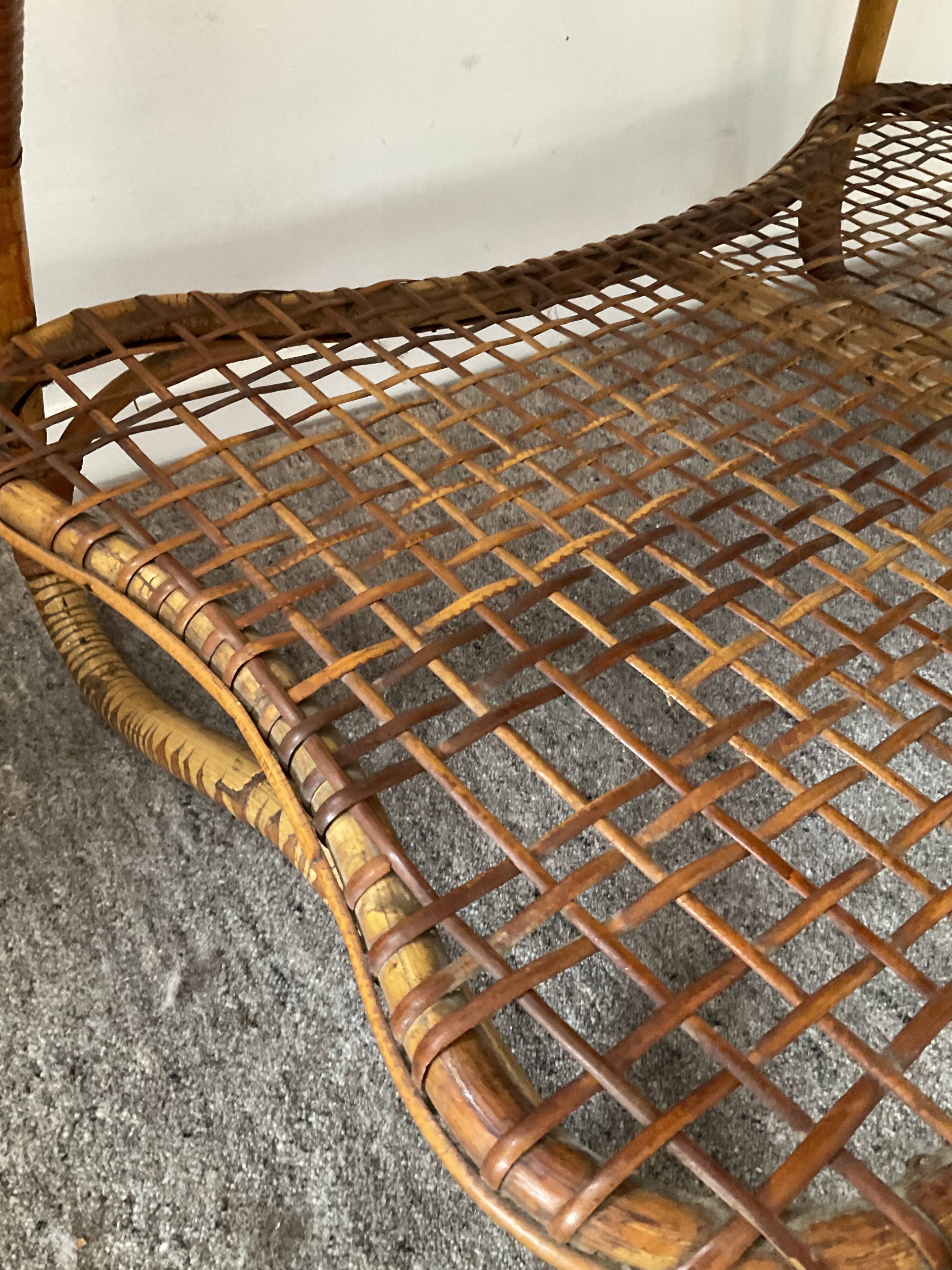 Vintage coffee table from the 50s in rattan