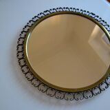 Miroir soleil 1960 laiton et fer forgé