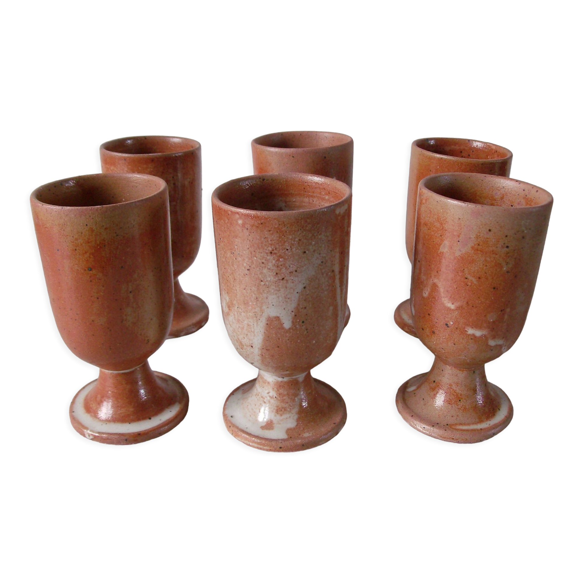 Old service of 6 mazagrans stoneware cup pottery deco kitchen countryside