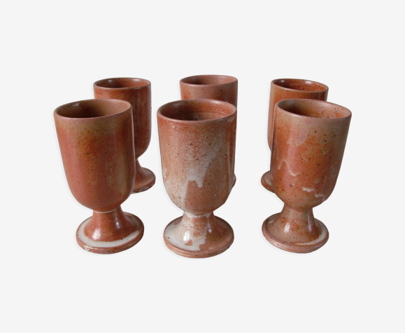 Ancien service de 6 mazagrans tasse en grès poterie