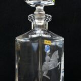 Vintage Mid Century Whiskey Square Engraved Jockey Decanter Lead Crystal