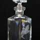 Carafe à whisky carrée vintage du milieu du siècle en cristal au plomb gravé Jockey